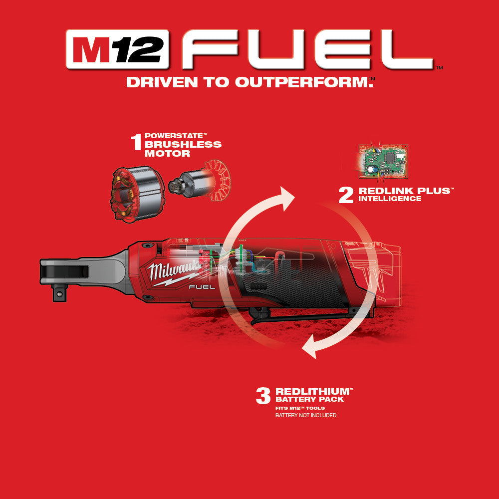 Milwaukee 2567-20 M12 FUEL™ 3/8" High Speed Ratchet – Brushless, 35 ft-lbs Torque