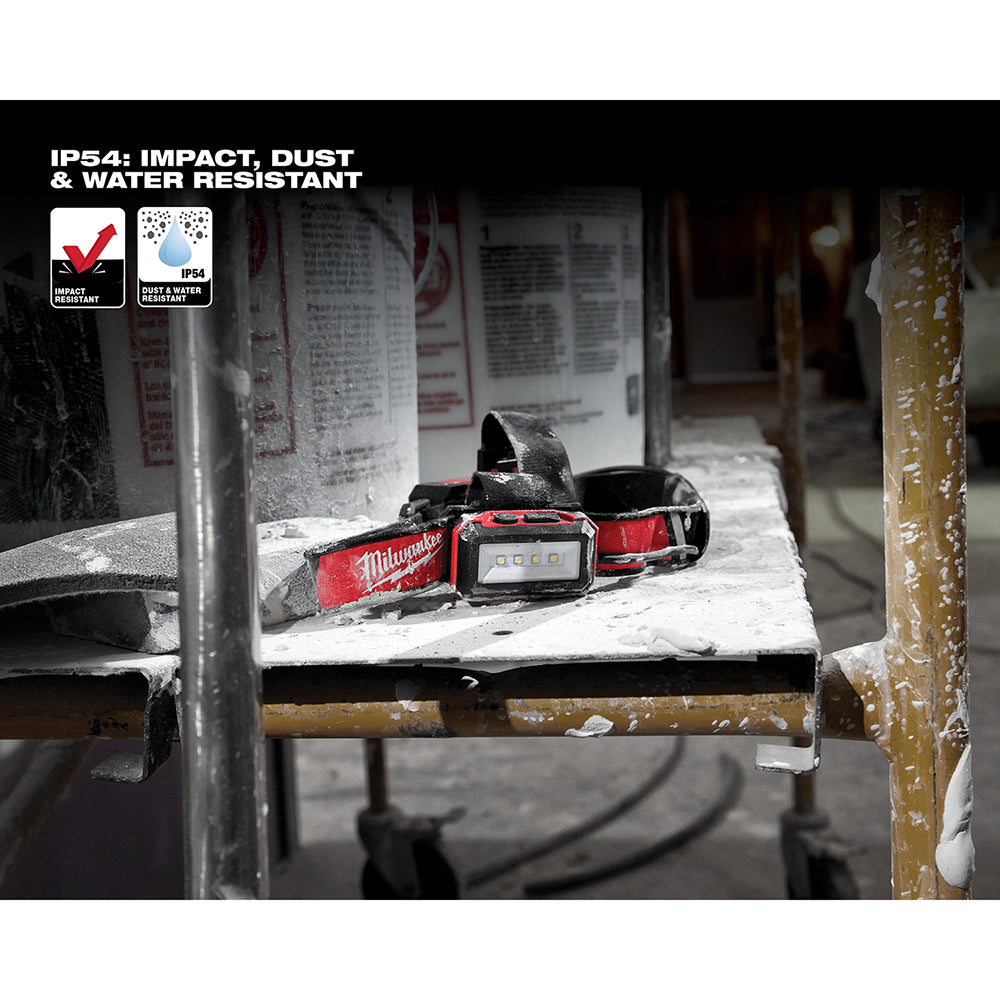Milwaukee 2115-21 REDLITHIUM™ USB Low-Profile Headlamp – 600 lm, Rechargeable, Hard Hat Clips