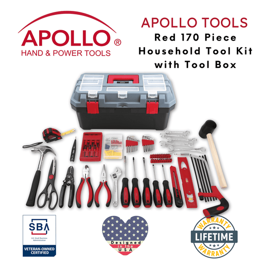 🛒 Red 170-Piece Household Tool Kit with New & Improved Tool Box – Model DT7103