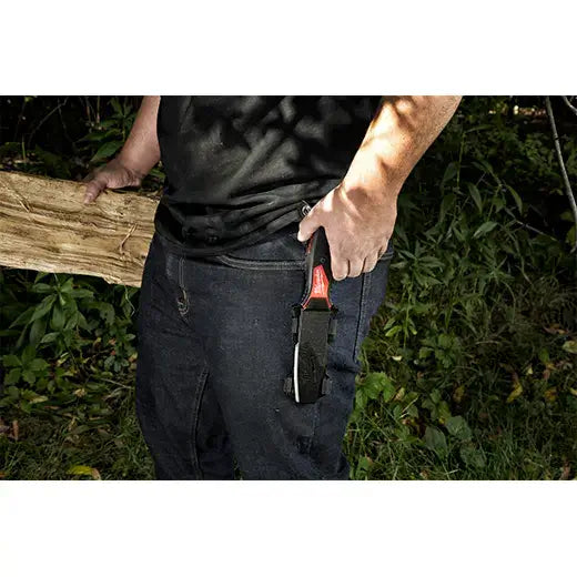 Milwaukee HARDLINE 5" Fixed Blade Knife – AUS-8 Steel, Multi-Mount Sheath, Tether Ready