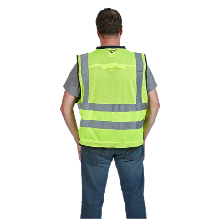 Milwaukee Class 2 Hi-Vis Safety Vest – 15-Pocket Loadout, Fall Protection Ready (L/XL)