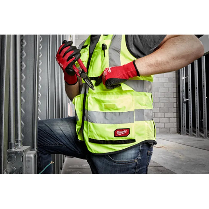 Milwaukee Class 2 Hi-Vis Safety Vest – 15-Pocket Loadout, Fall Protection Ready (L/XL)