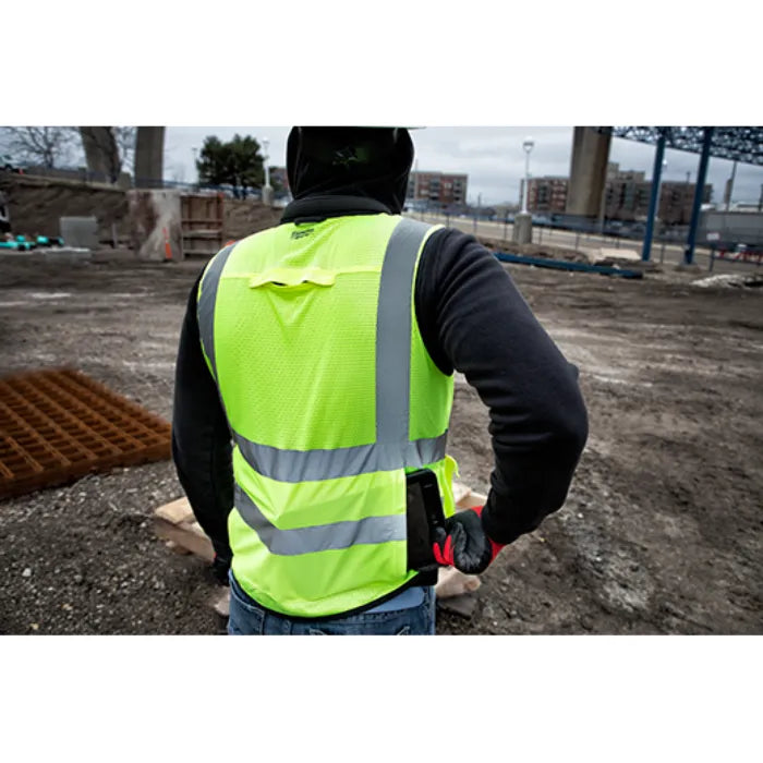 Milwaukee Class 2 Hi-Vis Safety Vest – 15-Pocket Loadout, Fall Protection Ready (L/XL)