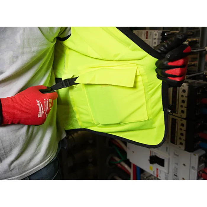 Milwaukee Class 2 Hi-Vis Safety Vest – 15-Pocket Loadout, Fall Protection Ready (L/XL)