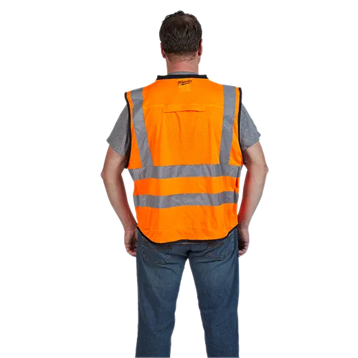 Milwaukee Class 2 Hi-Vis Safety Vest – Yellow, 15-Pocket, Harness Ready (L/XL)