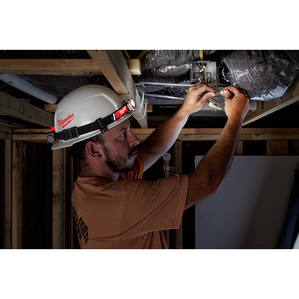 Milwaukee 2115-21 REDLITHIUM™ USB Low-Profile Headlamp – 600 lm, Rechargeable, Hard Hat Clips