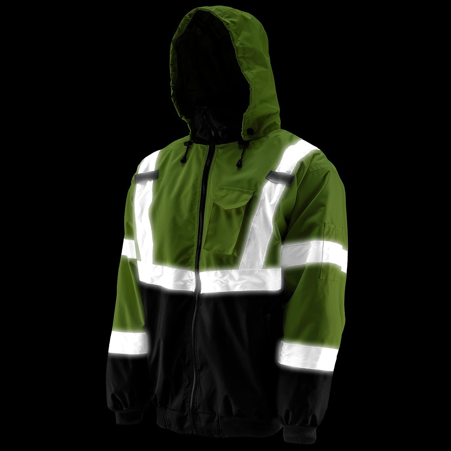 Hi-Viz Yellow Bomber Jacket – Waterproof, Fleece Lined, ANSI Class 3