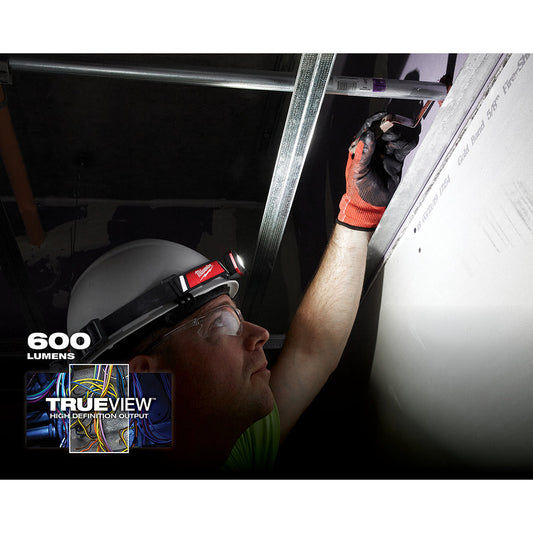 Milwaukee 2115-21 REDLITHIUM™ USB Low-Profile Headlamp – 600 lm, Rechargeable, Hard Hat Clips