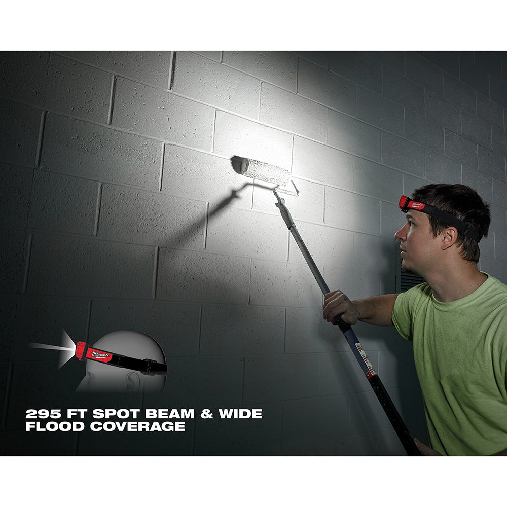 Milwaukee 2104 Spot/Flood Headlamp – 450 lm, 5 Modes, Hard Hat Compatible