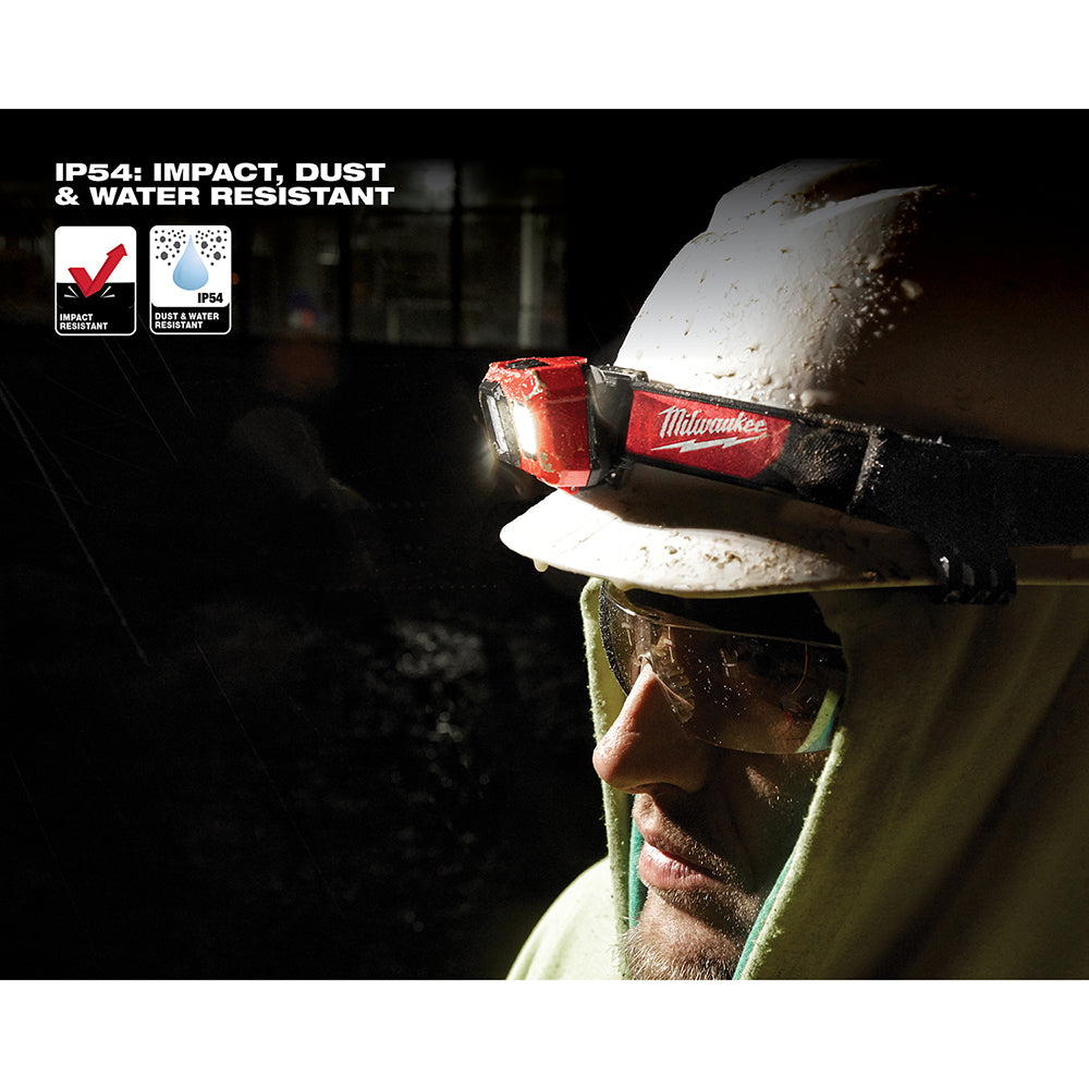 Milwaukee 2104 Spot/Flood Headlamp – 450 lm, 5 Modes, Hard Hat Compatible