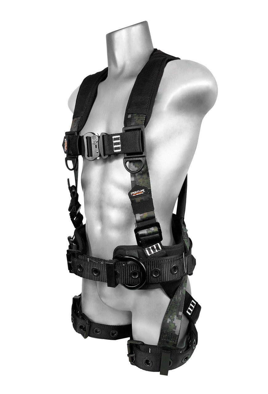 Frontline 110CTB‑DC Digital Camo Full-Body Harness – M/L Size, Aluminum Hardware, Trauma Straps