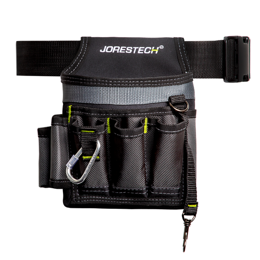 6 Pocket Tool Belt Pouch – Utility Organizer with Clip & Carabiner