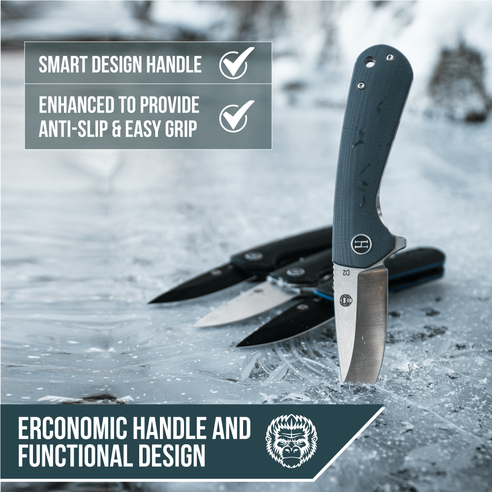 🛒 Peasant Folding Pocket Knife Giftset – D2 Steel, Red & Grey G10 Handle