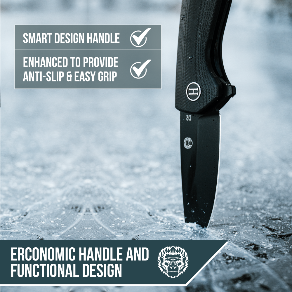 🛒 D2 Steel Folding Pocket Knife – 6.45" EDC with G10 Handle & Carry Kit