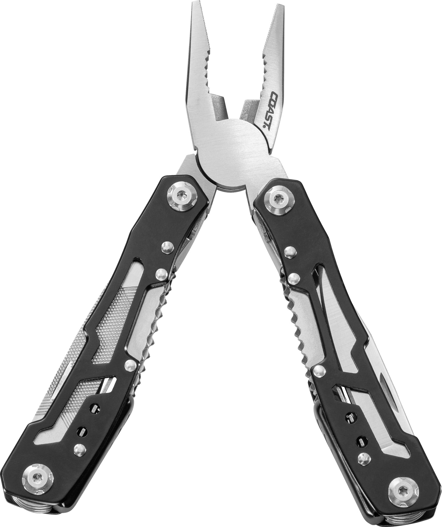 COAST CT220 Multi-Tool – 11-in-1 with Spring-Loaded Pliers &amp; Locking Tools (Black Handle, 30846)