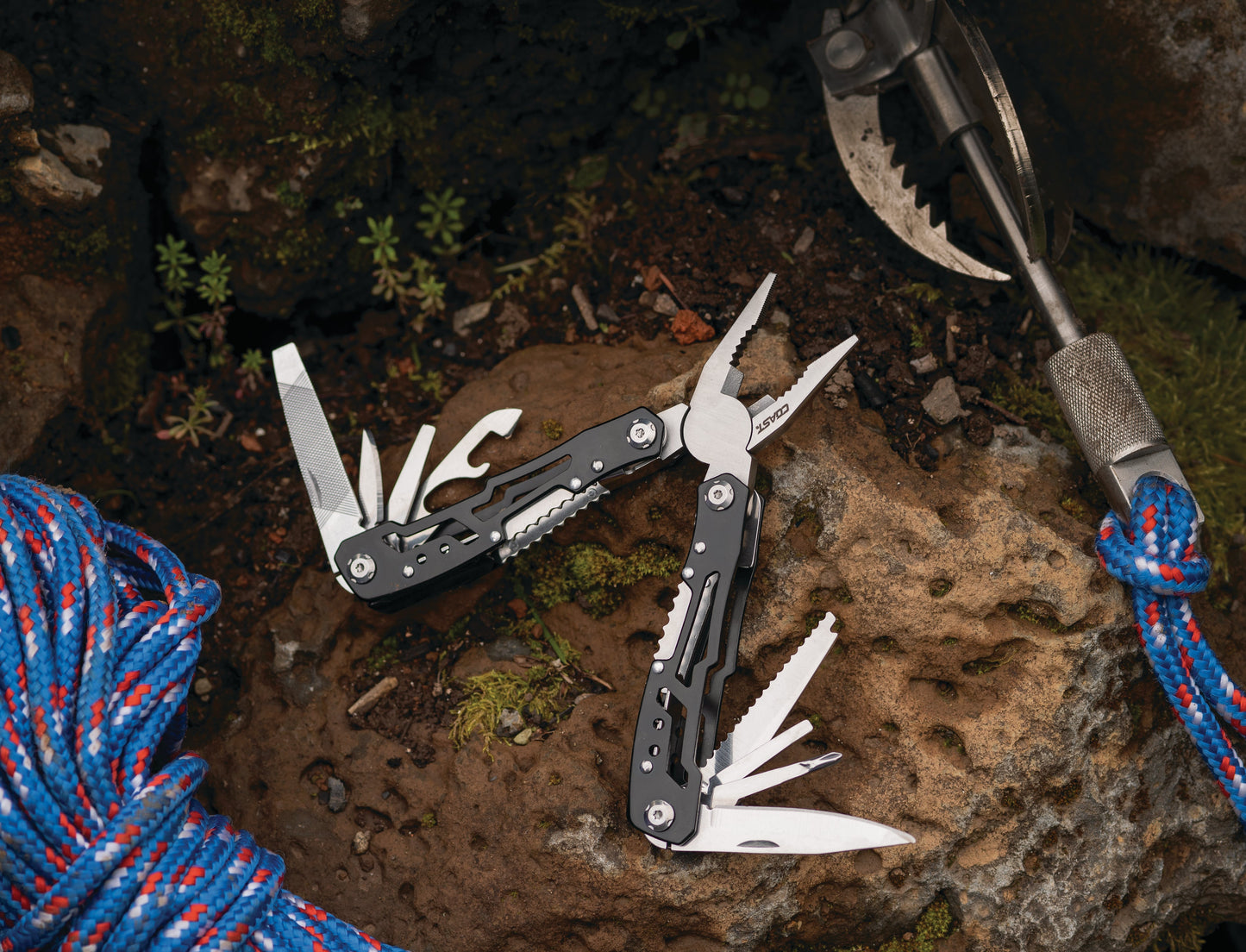 COAST CT220 Multi-Tool – 11-in-1 with Spring-Loaded Pliers &amp; Locking Tools (Black Handle, 30846)
