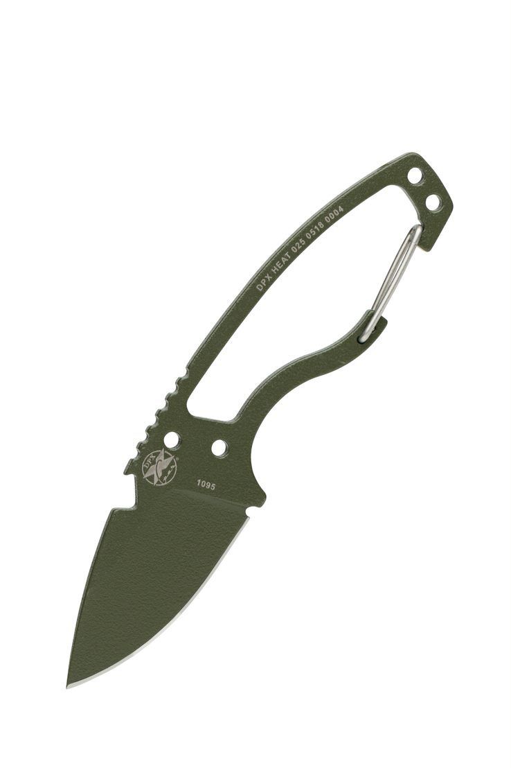 🛒 DPx Gear HEAT Hiker – 1095 Steel Fixed Blade, OD Green, Carabiner Clip
