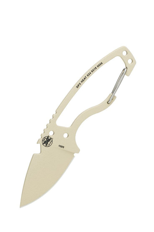 🛒 DPx Gear HEAT Hiker – 1095 Steel Fixed Blade, Desert Tan, Carabiner Clip