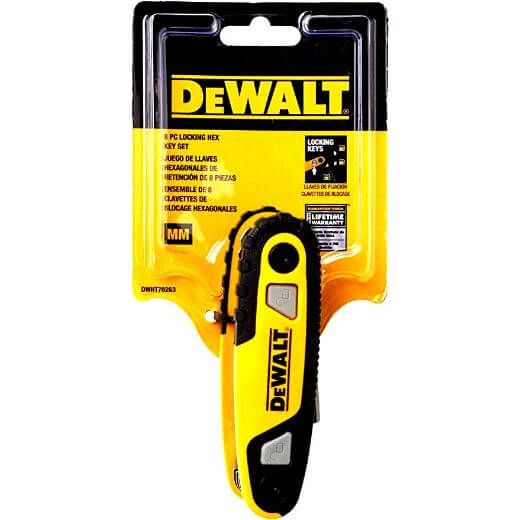 DEWALT Folding Locking Hex Key Set – SAE, 8-Piece, 3-Position Lock, Steel Frame (DWHT70263M)