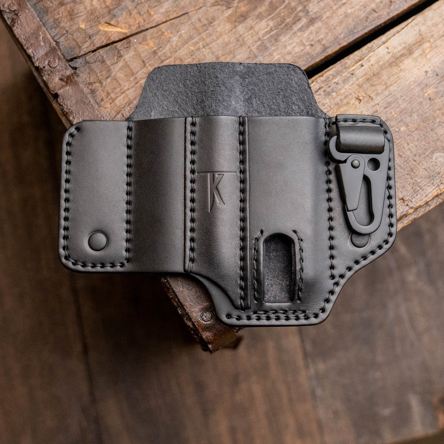 MPU XL Shadow Leather EDC Sheath – Double Clip Multitool, Flashlight & Pen Carry