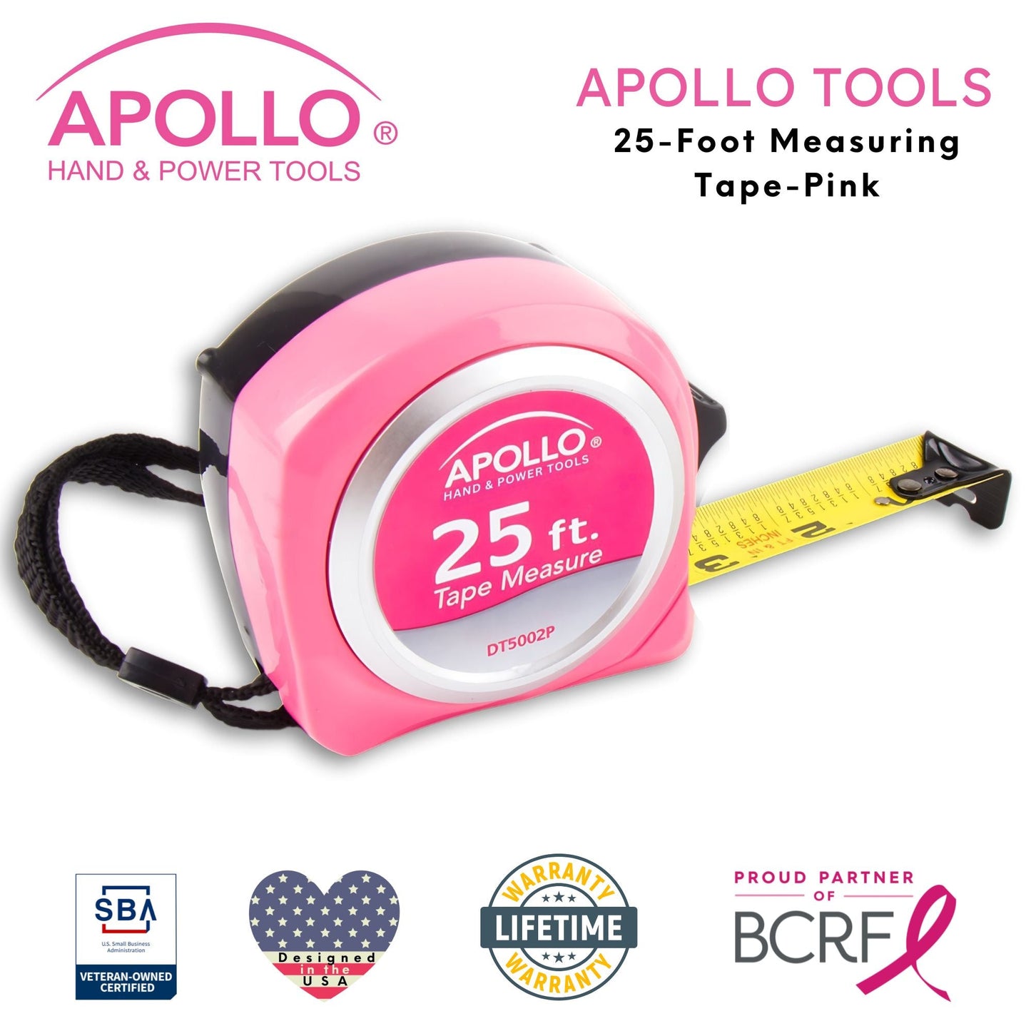 🛒 25 ft. Tape Measure – Pink (DT5002P)