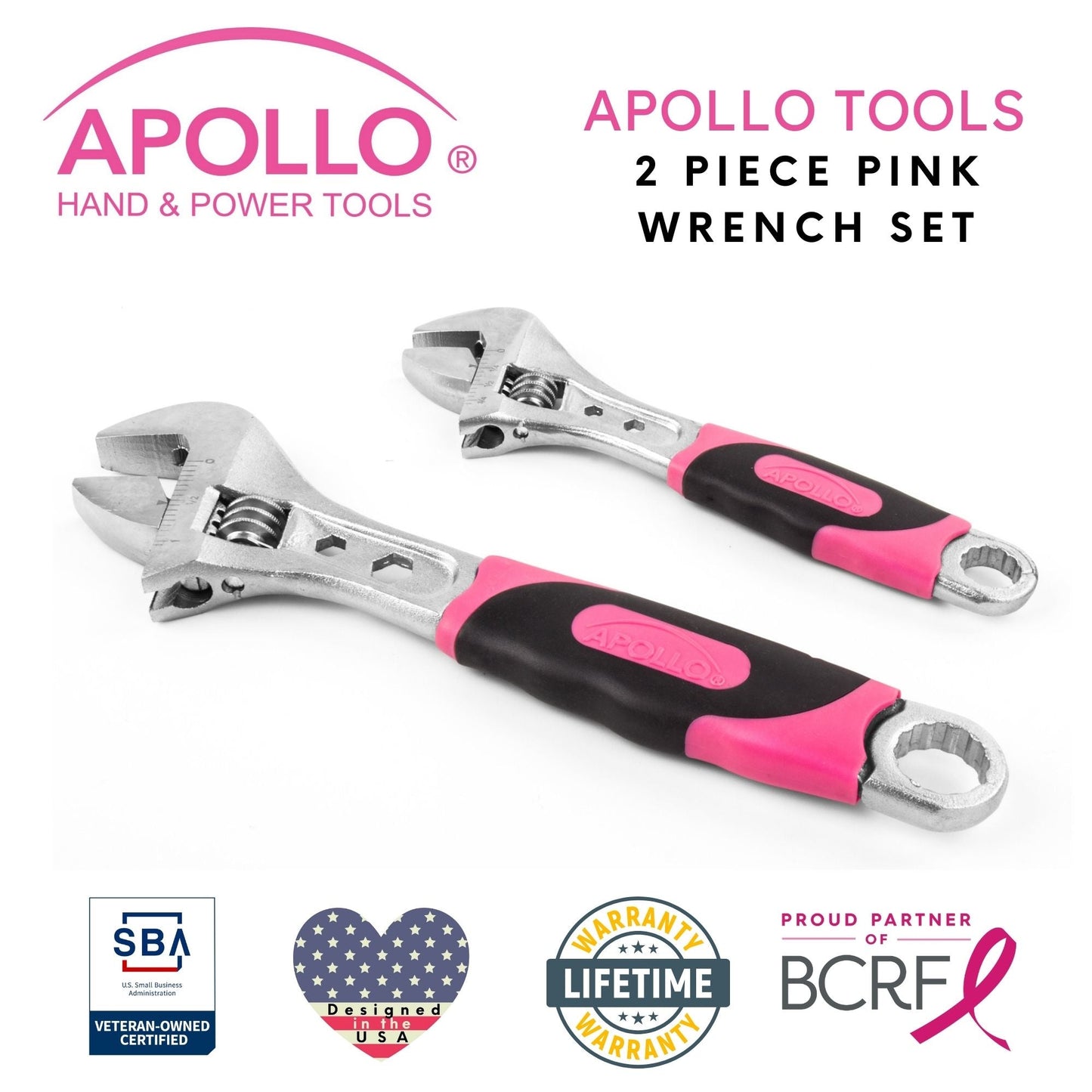 2 Adjustable Wrenches - Pink - DT5007P