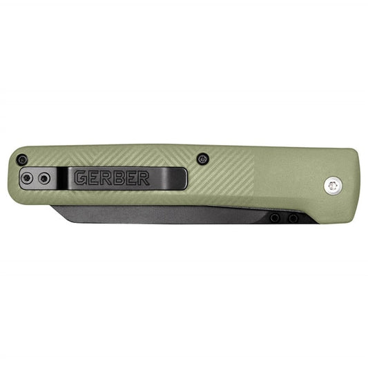 Gerber Pledge Folding Knife – Slim Reverse Tanto EDC Blade for Crew Use (Lichen Green)