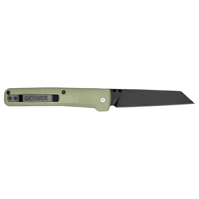 Gerber Pledge Folding Knife – Slim Reverse Tanto EDC Blade for Crew Use (Lichen Green)