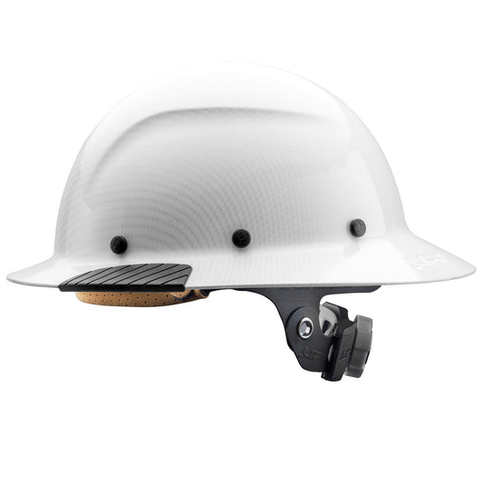 DAX White Carbon Full Brim Hard Hat – Heat Rated, Fiber-Reinforced, ANSI Certified