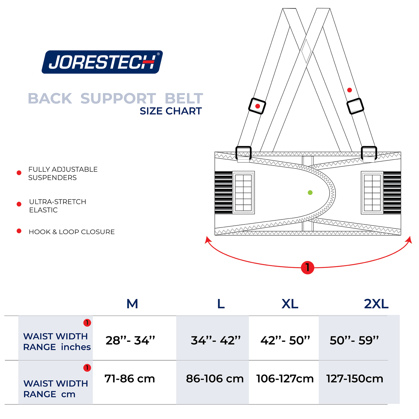 🛒 JORESTECH Heavy-Duty Back Support Belt – Adjustable, Ergonomic Fit