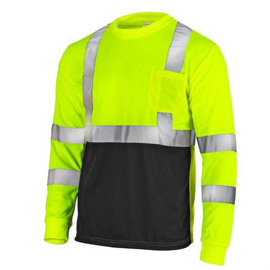 Hi-Vis Long Sleeve Work Shirt — ANSI/ISEA 107-2020 Class 3, Dirt-Concealing Panels