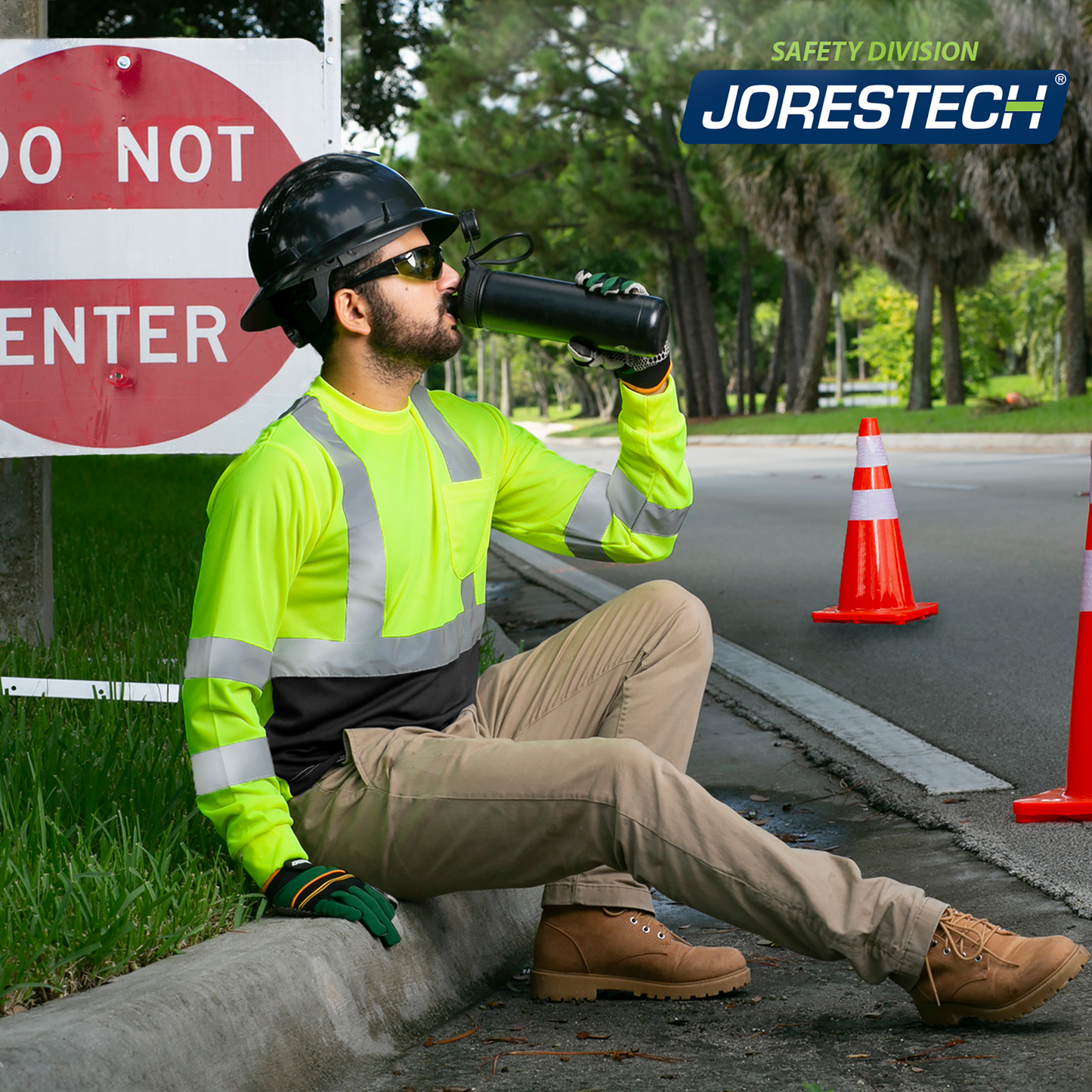 Hi-Vis Long Sleeve Work Shirt — ANSI/ISEA 107-2020 Class 3, Dirt-Concealing Panels