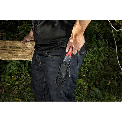 Milwaukee HARDLINE 5" Fixed Blade Knife – AUS-8 Steel, Multi-Mount Sheath, Tether Ready