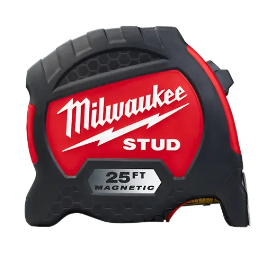 Milwaukee 25ft STUD™ Magnetic Tape Measure – EXO360 Blade, Double-Sided Print for Riggers &amp; Tech Crews
