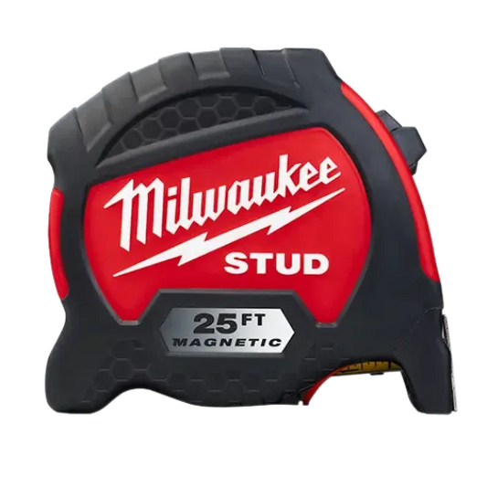 Milwaukee 25ft STUD™ Magnetic Tape Measure – EXO360 Blade, Double-Sided Print for Riggers &amp; Tech Crews