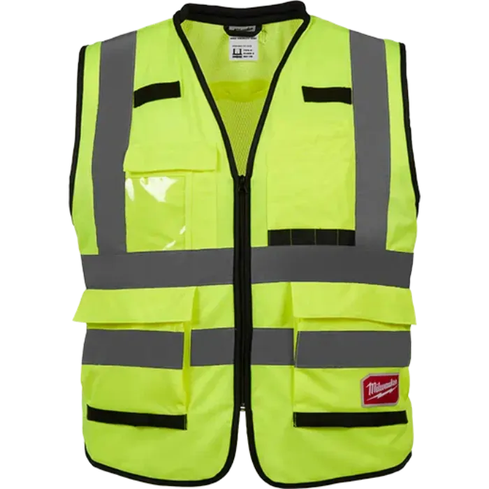 Milwaukee Class 2 Hi-Vis Safety Vest – 15-Pocket Loadout, Fall Protection Ready (L/XL)