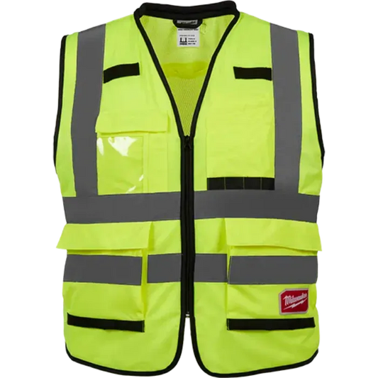 Milwaukee Class 2 Hi-Vis Safety Vest – 15-Pocket Loadout, Fall Protection Ready (L/XL)