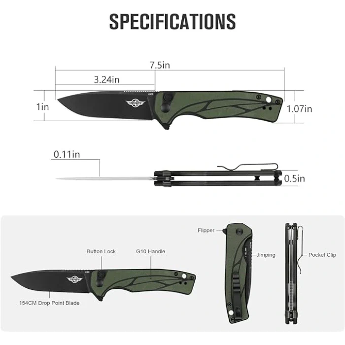 🔪 OKNIFE Mettle 2 Folding Pocket Tool – OD Green