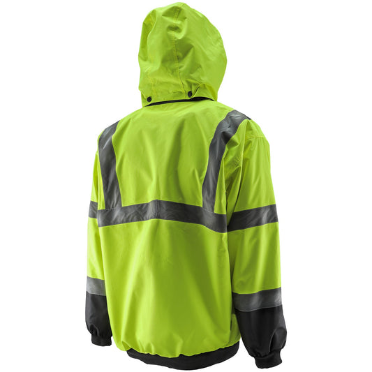 Hi-Viz Yellow Bomber Jacket – Waterproof, Fleece Lined, ANSI Class 3