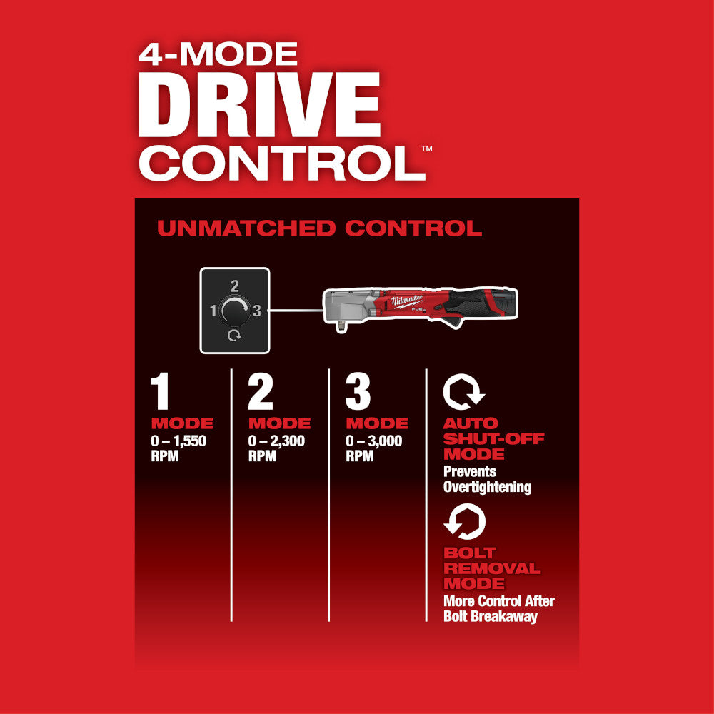 Milwaukee 2564-20 M12 FUEL™ 3/8" Right Angle Impact Wrench – 220 ft-lbs, 4-Mode Control