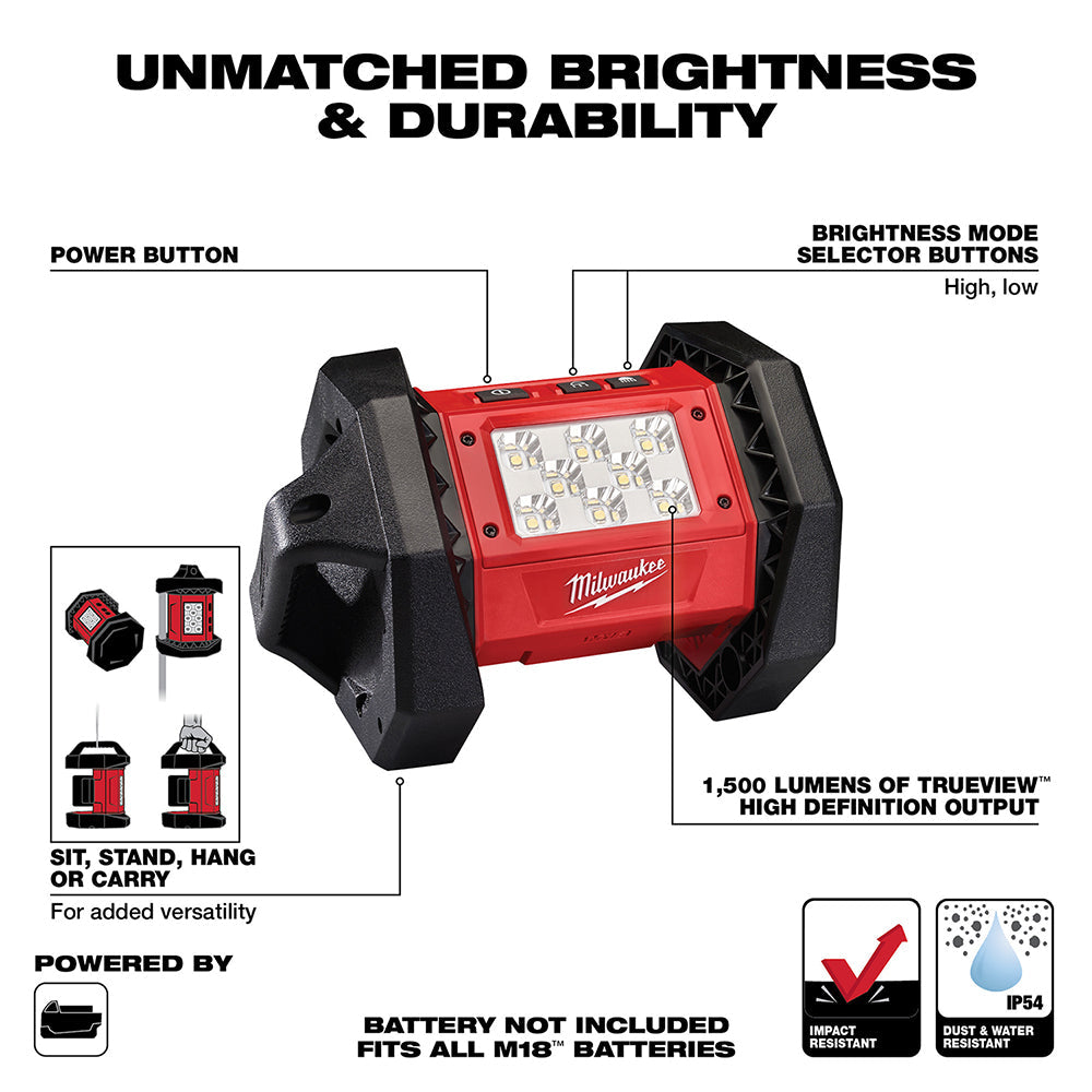 Milwaukee 2361-20 M18™ LED Flood Light – 1,100 lm, Roll Cage, Cordless